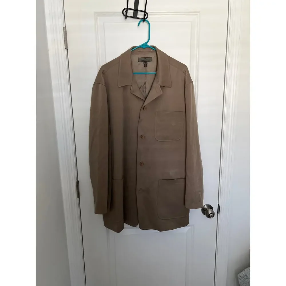 Tommy Bahama Blazer Mens Large Tan Silk 3 Button Sport Coat vintage size